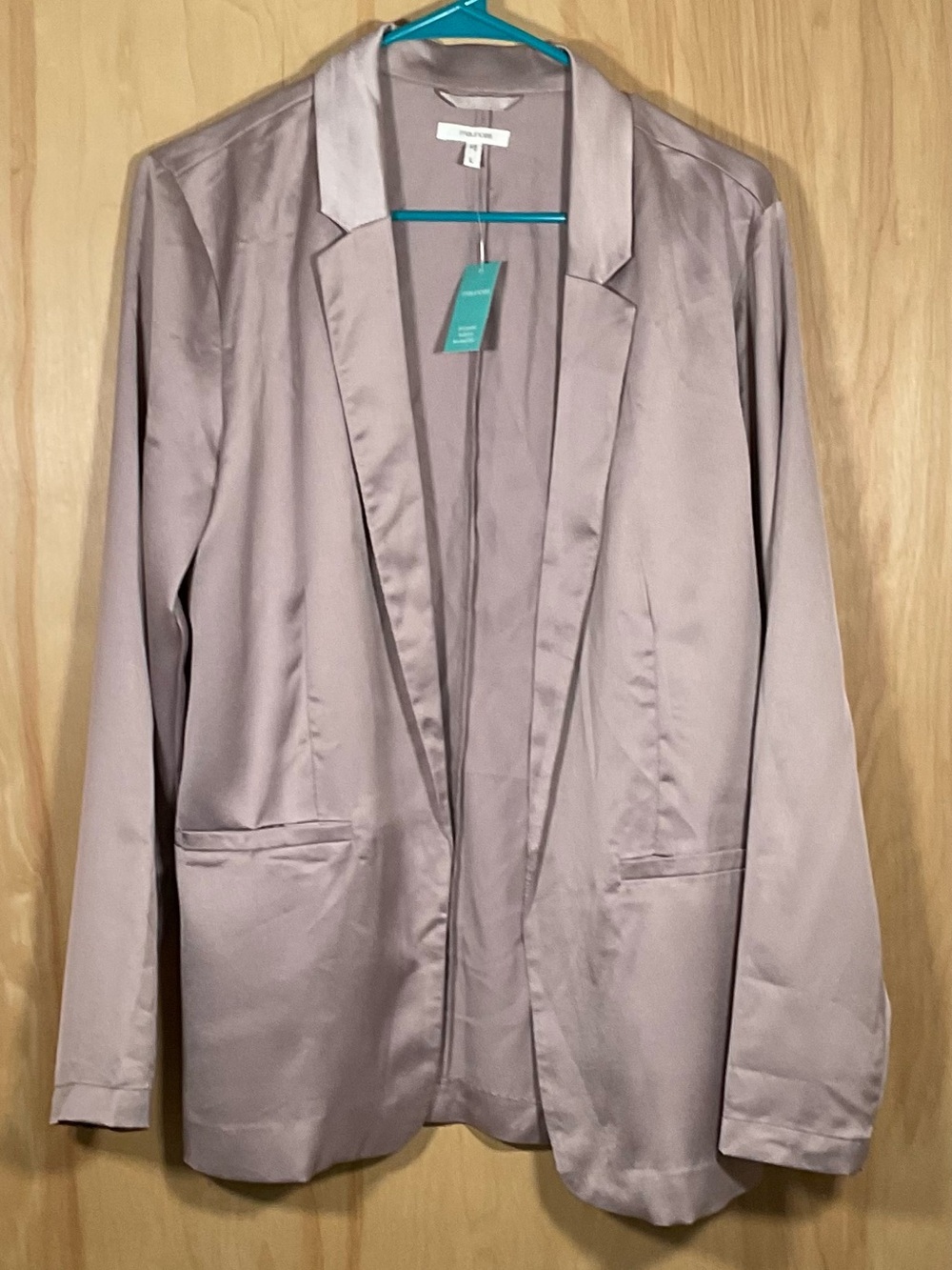 Maurices Versa Satin Blazer Open Front Jacket in Taupe Latte - NWT